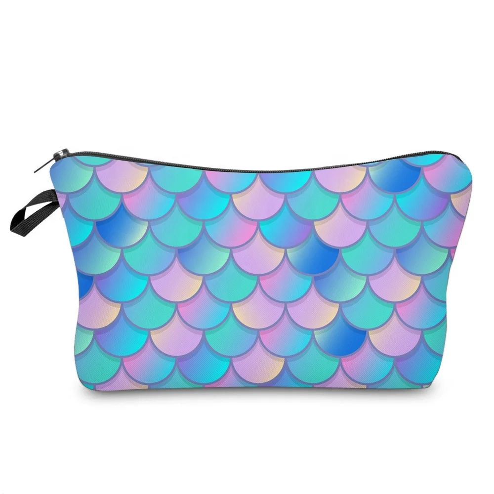 

Mermaid Scales Makeup Bag Cosmetic Bags Toiletry Bag Canvas Zipper Makeup Pouch Daily Storage Women Purse