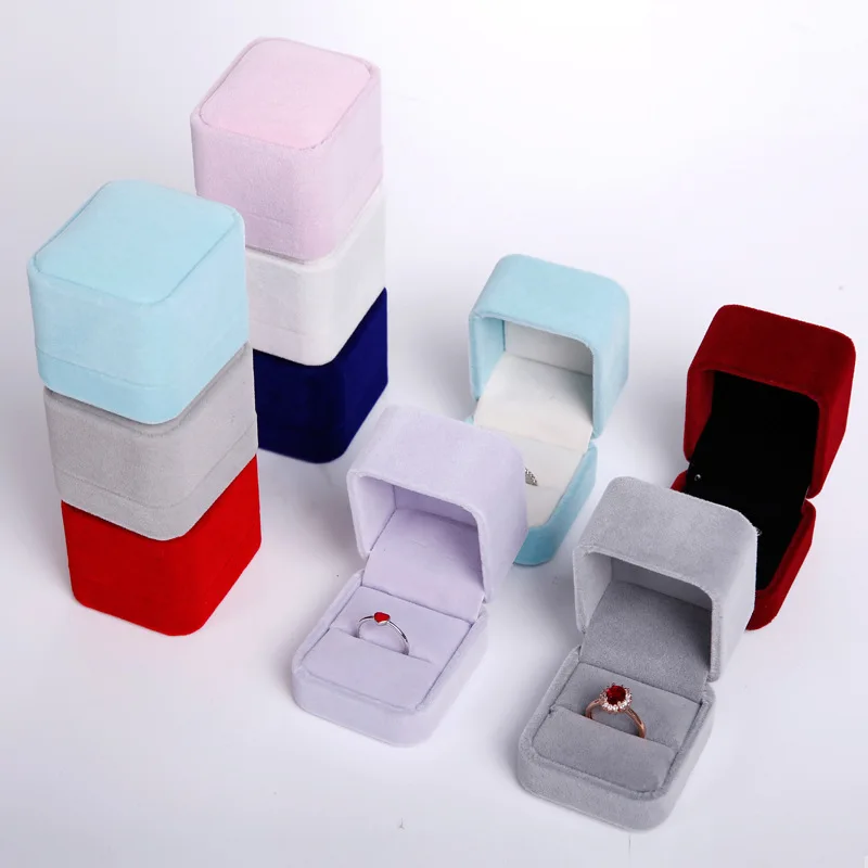 

Cheap Custom Ring Velvet Jewelry Box, Pink,white,blue,grey