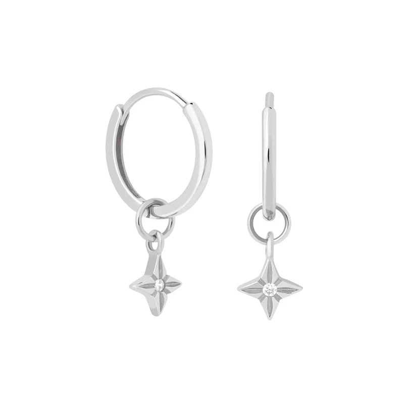 

Personality elegant four-pointed star diamond pendant 925 silver earrings