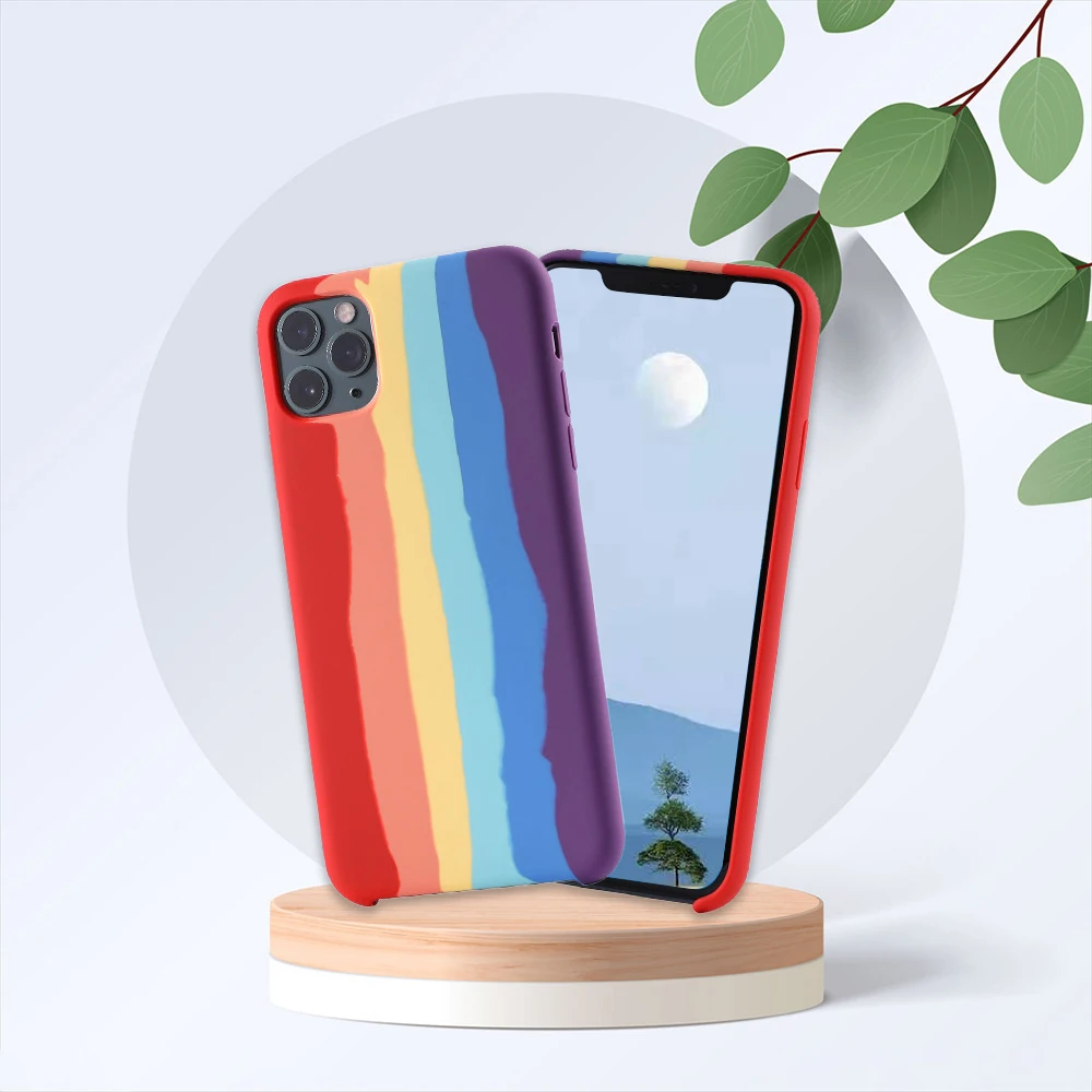 

New Arrival Rainbow Color Silicone Liquid Phone Case For iPhone 11 Pro Max X XS XR 6 6 Plus 6S 7 8 Cell Phone Protect Case