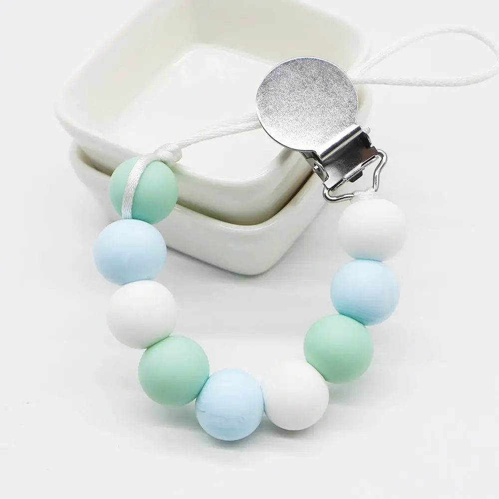 

DLSEALS dummies silicone baby pacifier clip holder chain silicone beads, Customized color