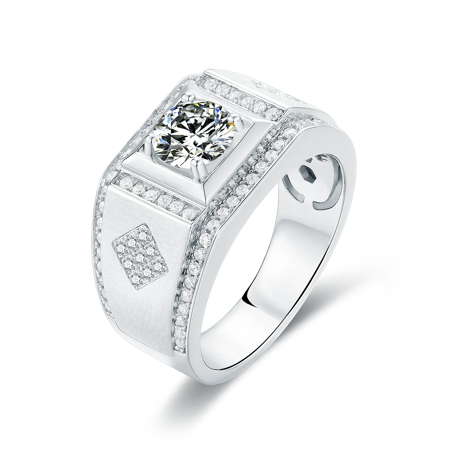 

925 Silver Men's Ring 1ct 6.5mm Moissanite Stone Jewelry