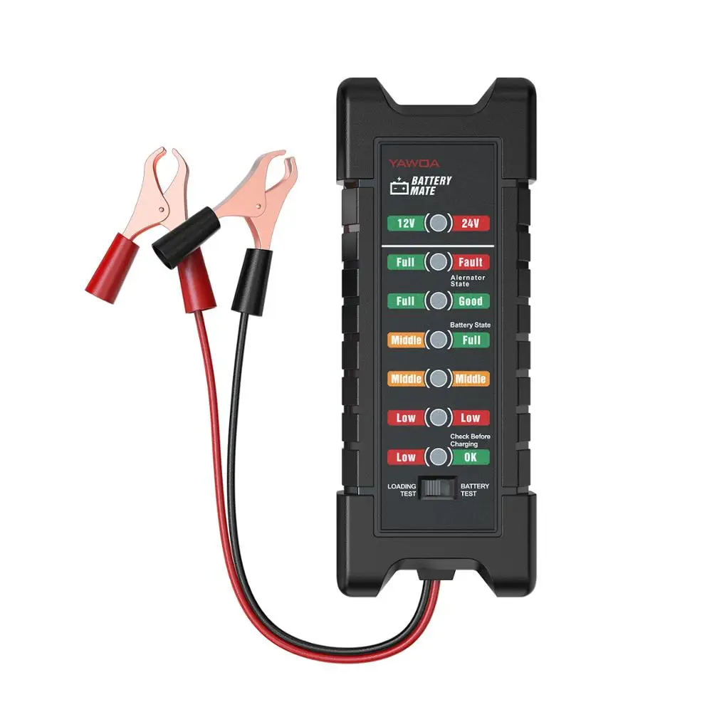 

Battery Tester BM410 12~24V Copper Clip Version Car Digital 6 LED Light Alternator Auto Battery Analyzer, Gray