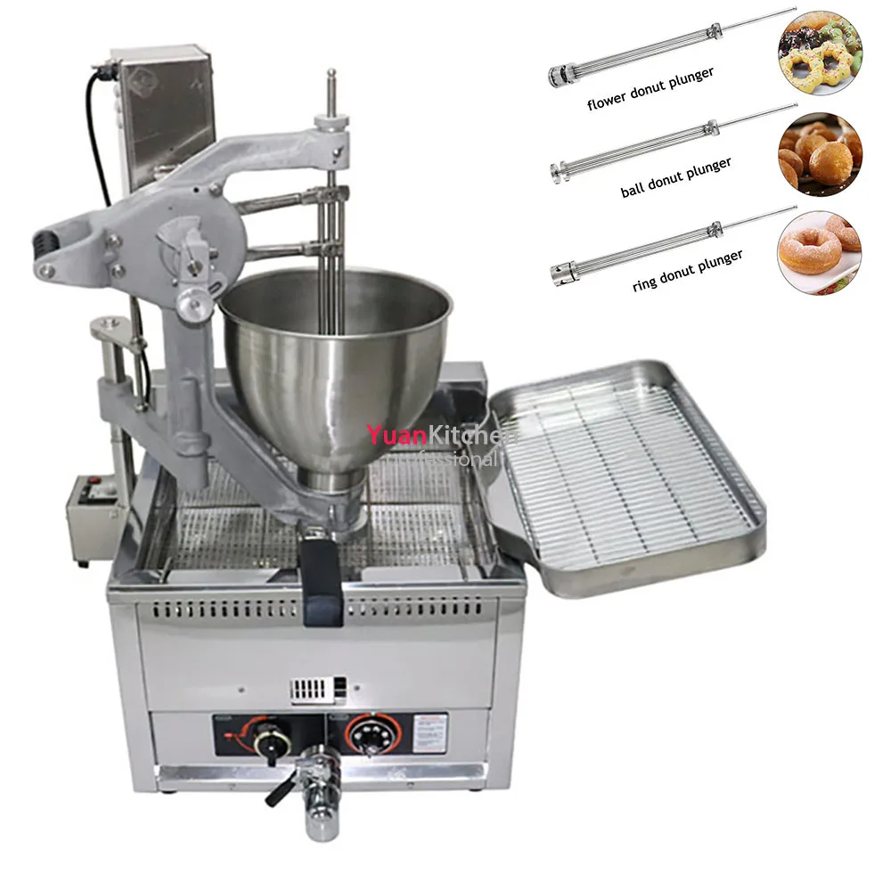 

Free Shipping Heavy Duty Automatic Lokma Ball Donut Depositor Pon De Ring Doughnut Ring Donut Maker Machine W/Gas Fryer