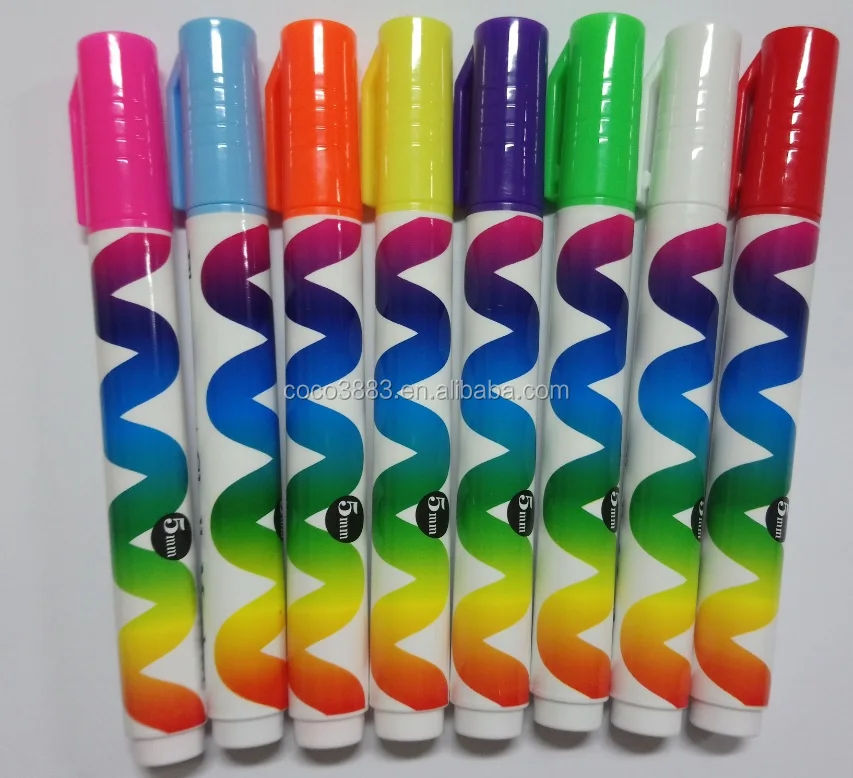 

Hot selling Dry-Erase & Wet-Erase Ink Erasable Neon Color Glass Marker
