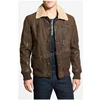 Mens Bomber Distressed Vintage Leather Jacket Real Genuine Leather Retro Classic Casual Jacket Fur Collar Flight Pilot Flying