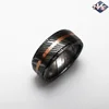 Hand Made Damascus Steel Copper Inlay Ring.