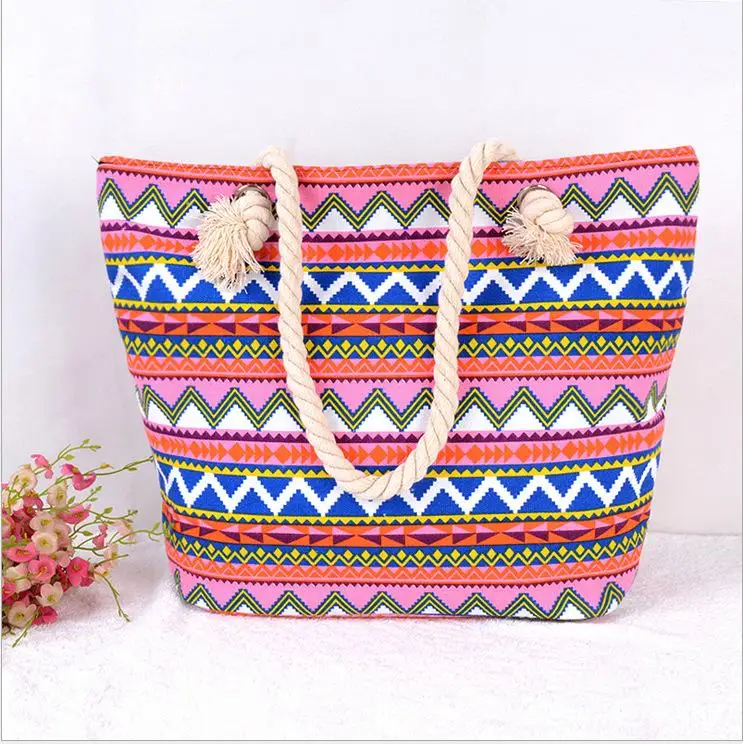 

High Capacity Summer Beach Bag Boho Custom Logo Shopping Bags Chic Qualilty Female Handbags