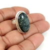Solid 925 sterling silver ring natural black coral gemstone ring oval cabochon statement ring