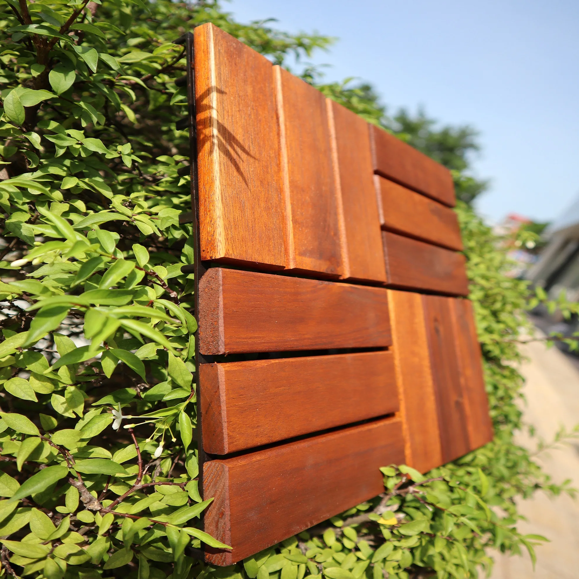 Acacia Wood Interlocking Deck Tiles For Outdoor Patio And Garden Floor
