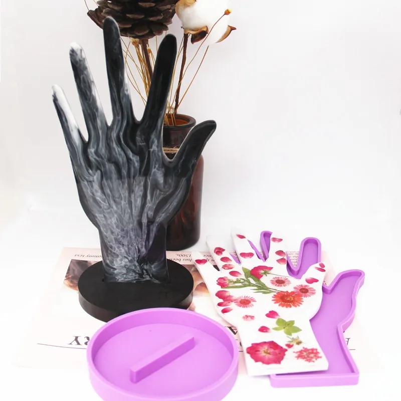 

R296 DIY Hand Jewelry Ring Display Stand Resin Mould Decorated Jewelry Holder Silicone Mold for Handmade Gift, Stocked / cusomized
