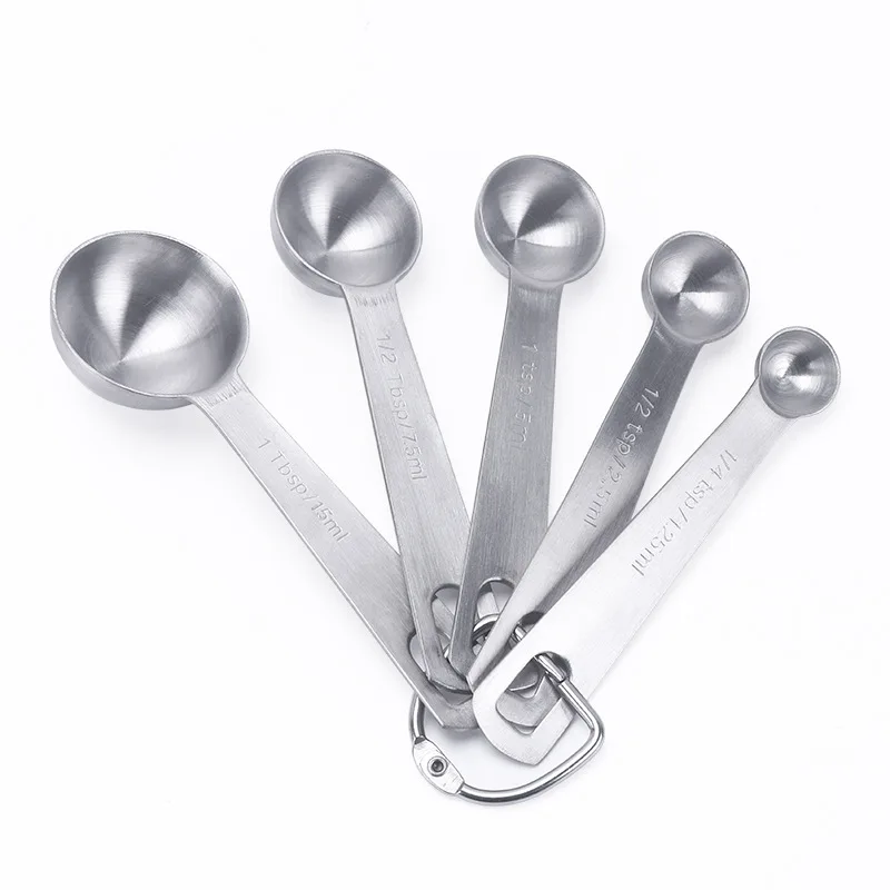 

9 Piece Measuring Spoons Set, Heavy Duty 18/8 Stainless Steel Measuring Spoons with Etched Markings & Removable Clasp for Dry an, Silver