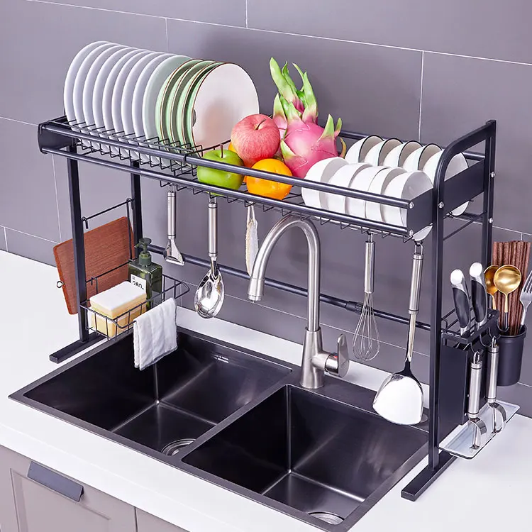 

Stainless Steel Kitchen dish Organiser Rack retractable Stands,telescopic Dish Drainer Dryer for,adjustable Dish Rack above sink, Home kitchen