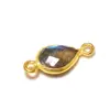 gold plated natural Labradorite gem stone Bezal connector in solid silver 925 for jewelry making