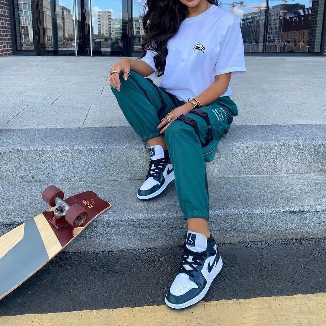 

Nike Air Jordan 1 Mid Armory Navy Fashion Sneakers Sports Casual Walking Style Basketball Shoes Nike Shoes