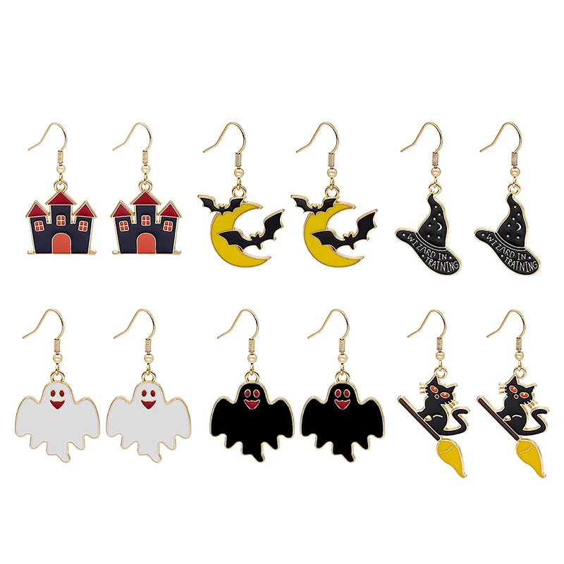 

ROXI halloween gift earrings new cartoon horror funny women's halloween bat kitty earrings, Clear