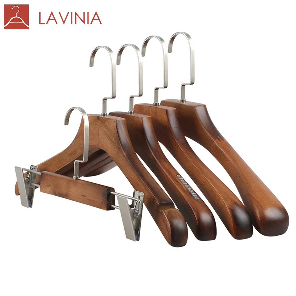 

vintage color luxury velvet hangers for wide shoulder, Natural