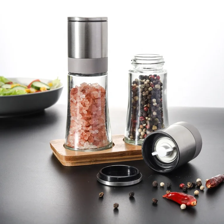 

LFGB Adjustable coarseness Stainless Steel Travel Salt and Pepper Spice Mills Set