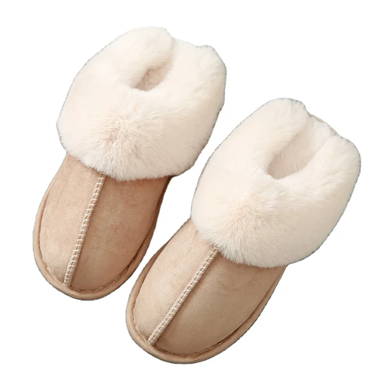 

Cotton slippers female autumn and winter indoor and outdoor thick soles plus cashmere home large size cotton slippers wholesale