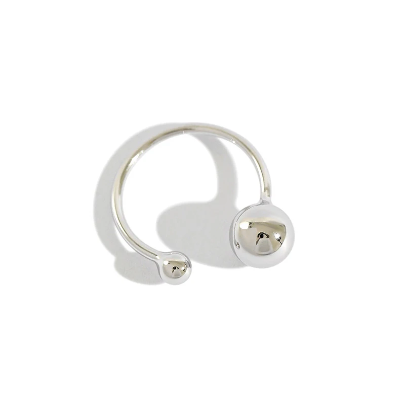 

H-R671 High Luxury Jewelry Japanese And Korean S925 Pure Silver Chic Style Simple Line Size Bead Ring