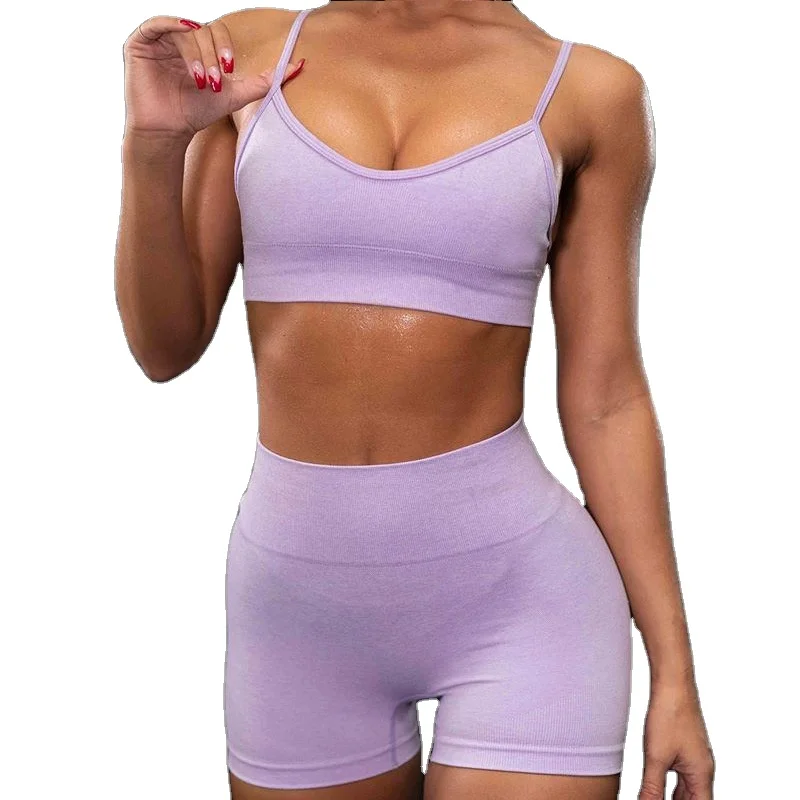 

Hot New Cross-Border Summer Sexy Sling Sports Fitness Suit Running Quick Dry Breathable Yoga Set, Customized colors