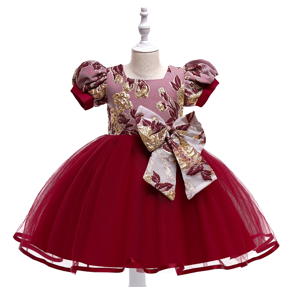 

MQATZ 2021 New Design Little Girls Pretty Birthday Dresses Kids Party Wear Frocks Girl Formal Dress, Red,blue,yellow