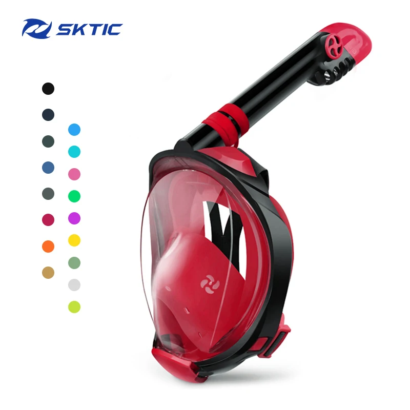

SKTIC China Manufacturers 180 Panoramic Pink Safety Breathing Snorkel Mask Full Face Mask with Mount