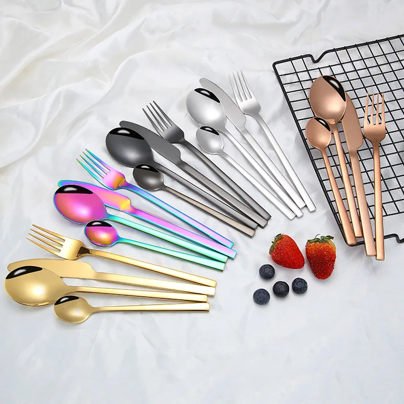 

18/0 Gold Plated Stainless Steel Cutlery Hotel wedding metal 4pcs rose gold cutlery flatware sets, Customized