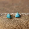 Stabilized Turquoise 10mm Triangle Faceted 925 Sterling Silver Gold Plated Smooth Finish Stud Earring