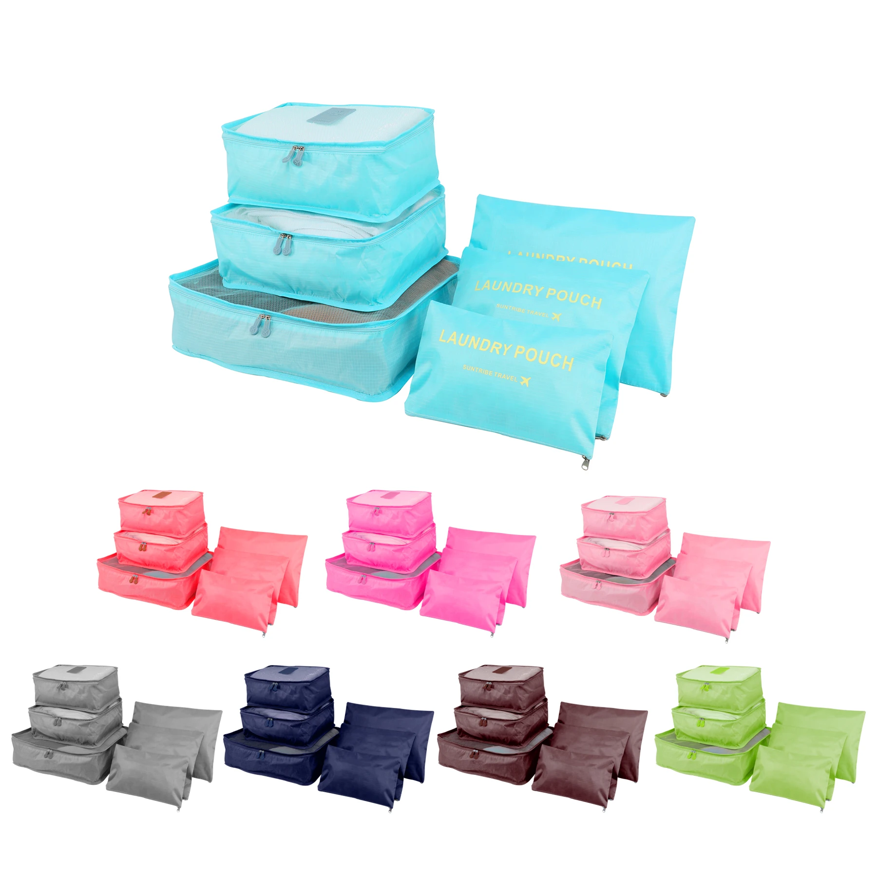 

Wholesale Travel Luggage Storage Bag Set Of 3 Packing Cubes And 3 laundry Bags for Travel