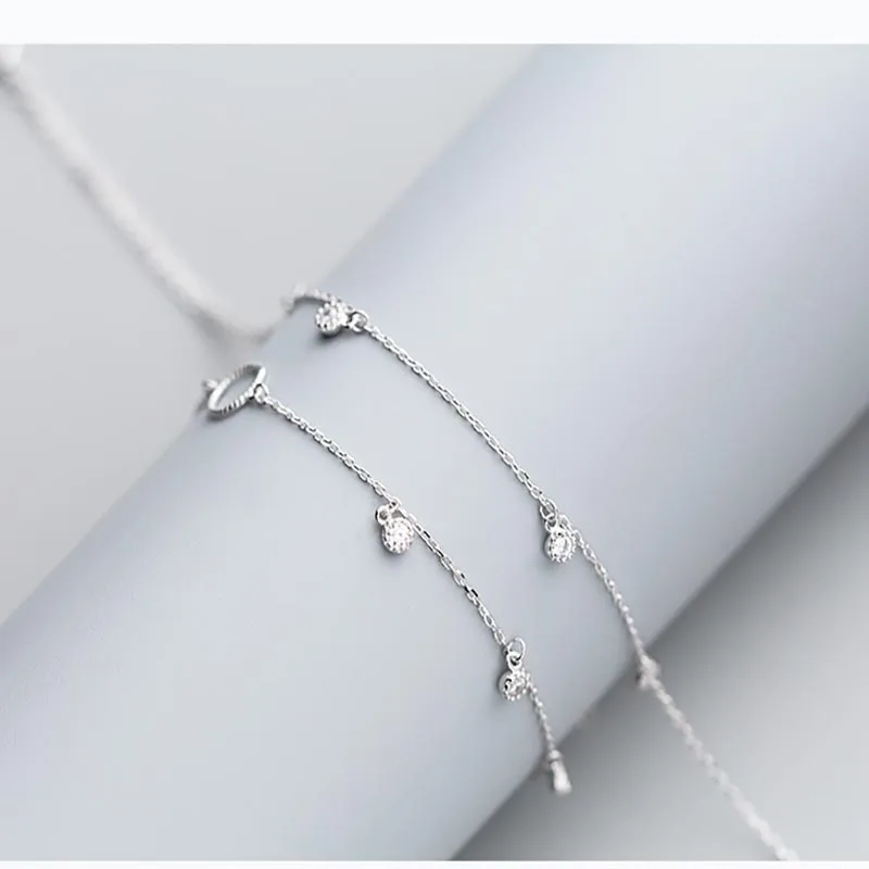 

B1812 Silver Trending Silver Jewelry 925 Silver Hollow Round Drill Geometric Bracelet & Anklet