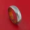 CUSTOM HAND FORGED DAMASCUS STEEL EXOTIC WOOD SLEEVE RING / 0091