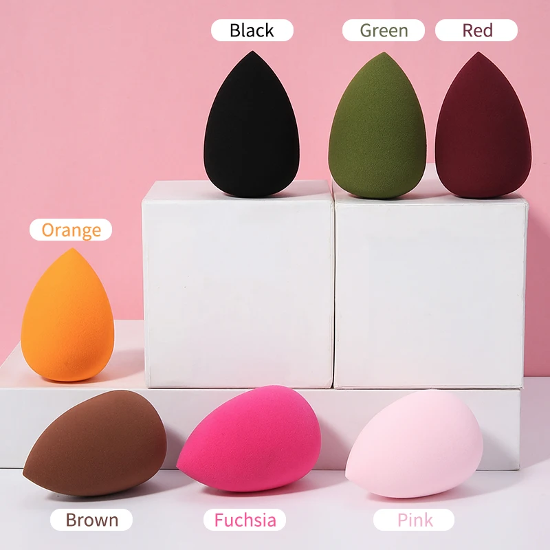 

Amazon hot sell without pack beauty makeup blender puff sponge cosmetic soft foundation beauty makeup sponge blender YF137, Pink, yellow,green