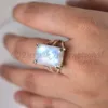latest collection blue fire moonstone gemstone girls jewelry real 925 silver daughter birthday gift ring