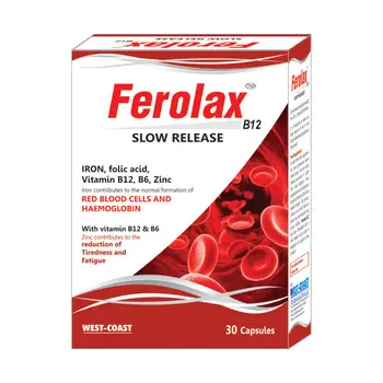 Iron Supplement Ferolax Slow Release With Iron For Normal Formation Red Blood Cells And Haemoglobin Buy Vitamin B6vitamin B12zinc Product On