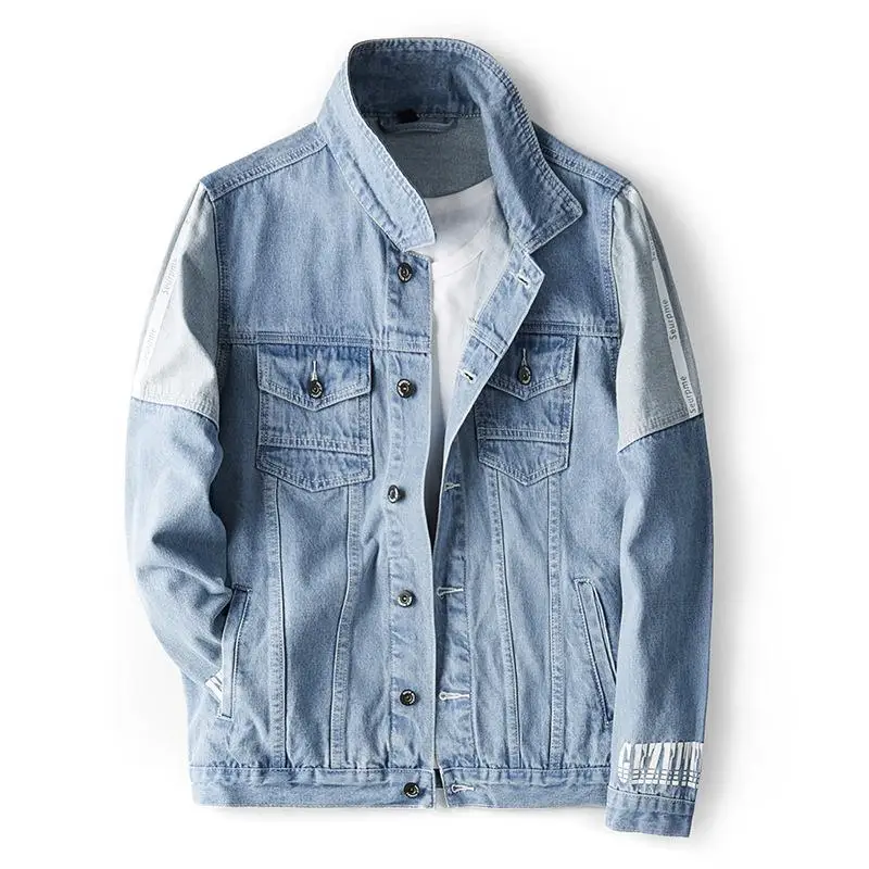 

Custom Male Wear Boyfriend Denim Coat Men Distressed Jeans Jacket Oem Wholesale Patchwork Denim Jacket