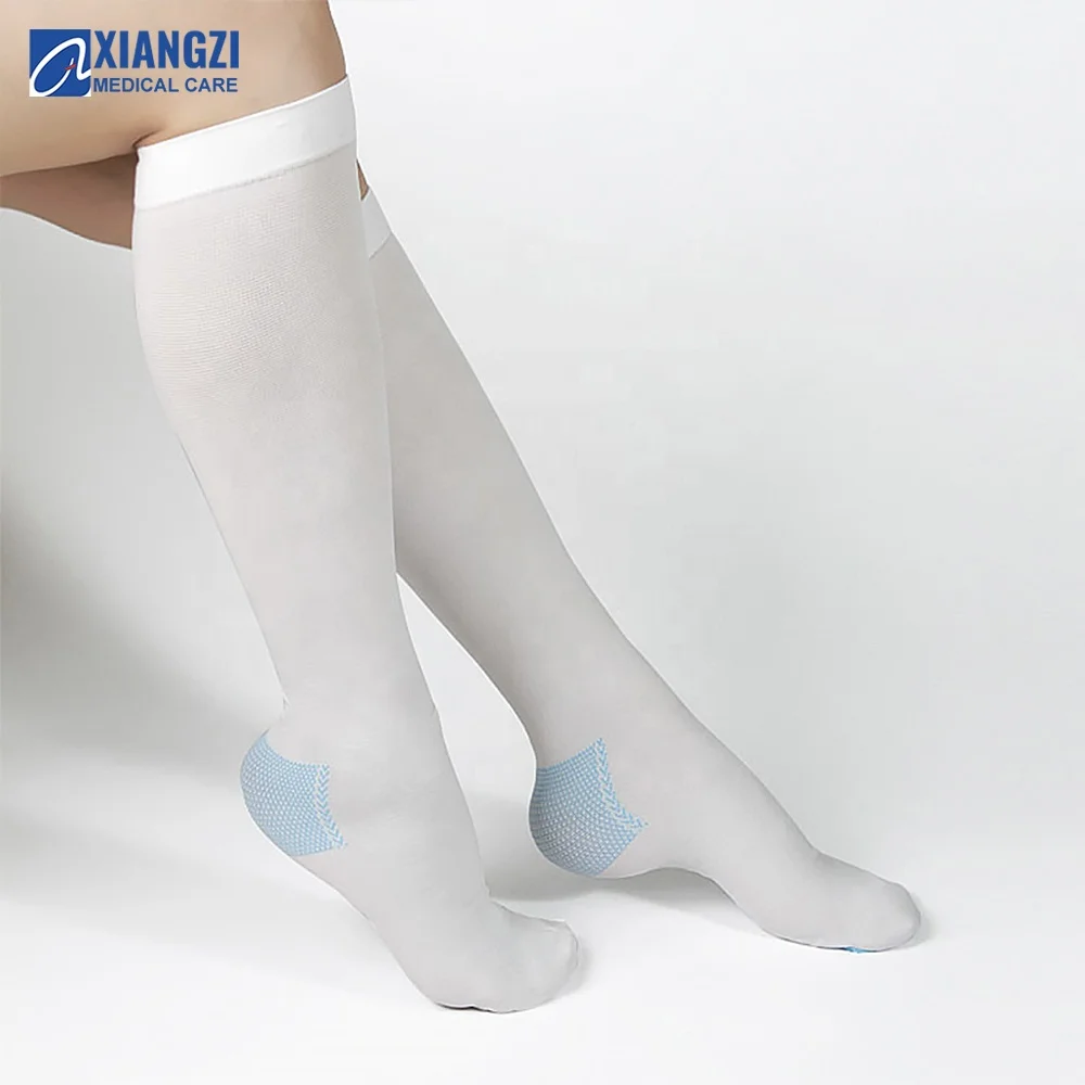 

Medical comfortable anti-embolic white knee high stockings for varicose veins