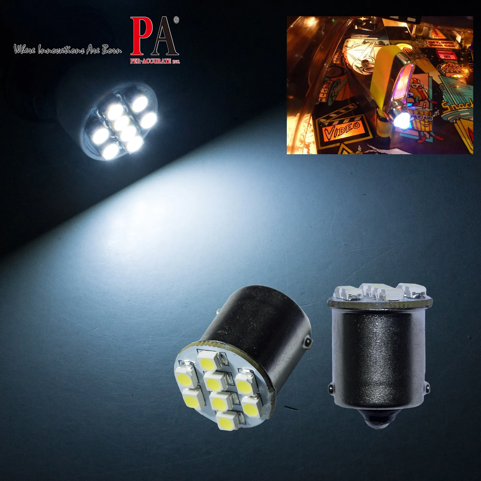 

PA Flicker Pinball LED Light 8 SMD Ba15s BaU15s Game machine 6V AC/DC