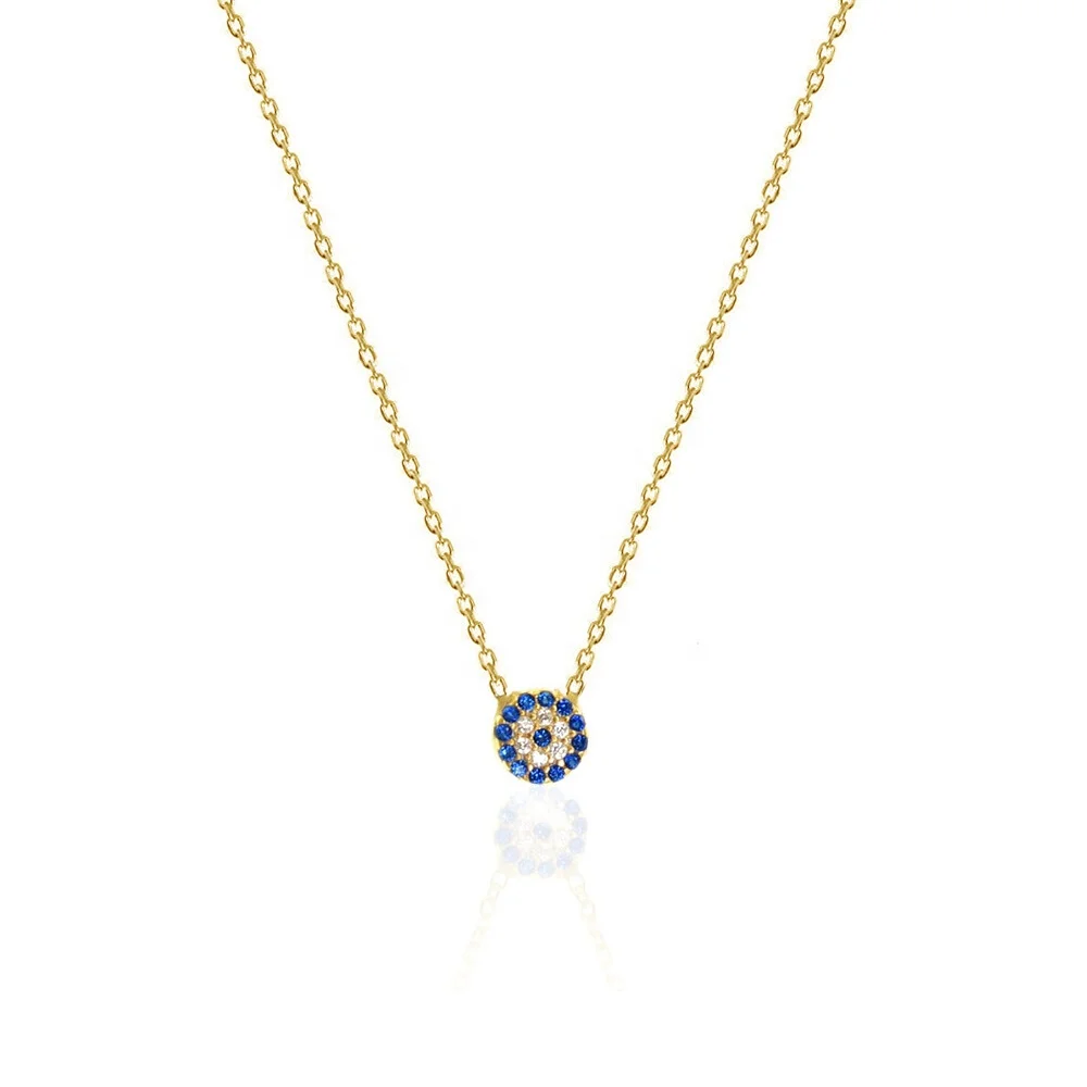 

LOZRUNVE 925 Sterling Silver Turkish Pave Evil Eye Necklace Choker Gold