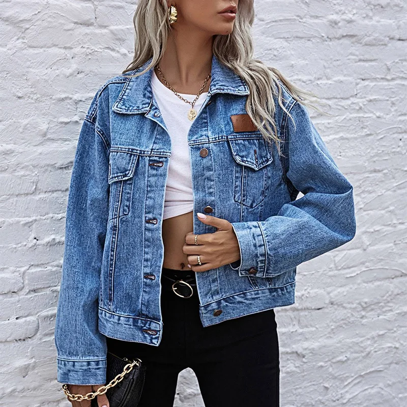 

9066 Women Short Jean Jacket Motorcycle Jacket Jean Women Blue Denim Jacket, Black,sky blue