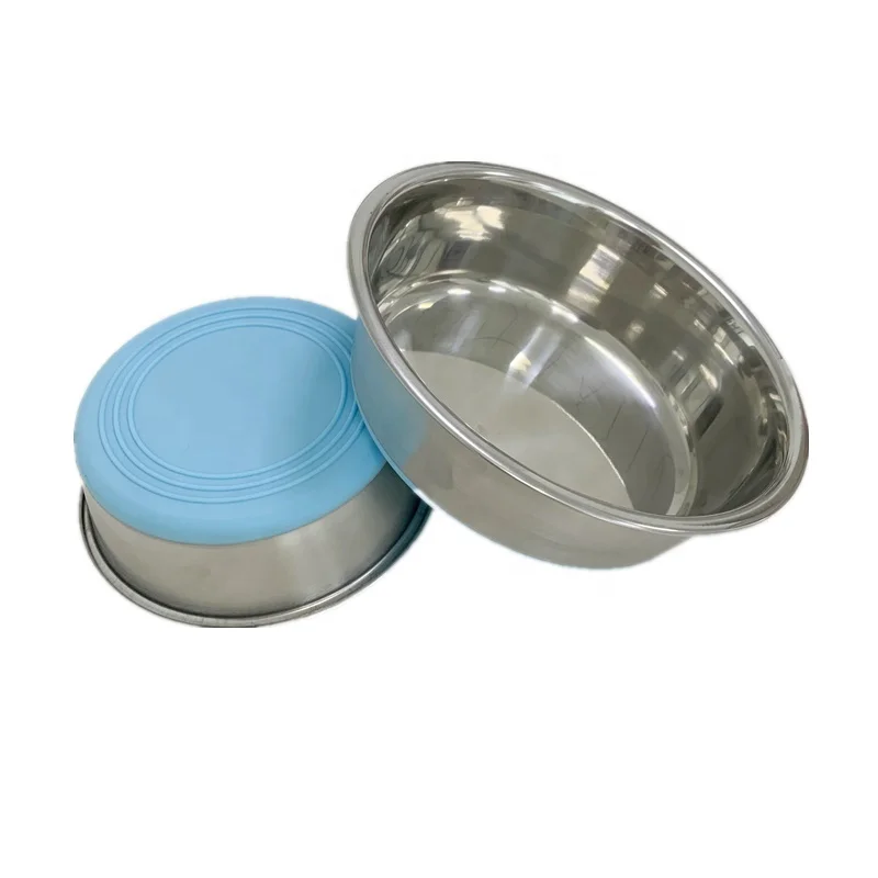 

non skid rubber bottom heavy duty strong thick stainless steel reusable pet dog cat bowl for food water feeding, Black, grey, blue and purple