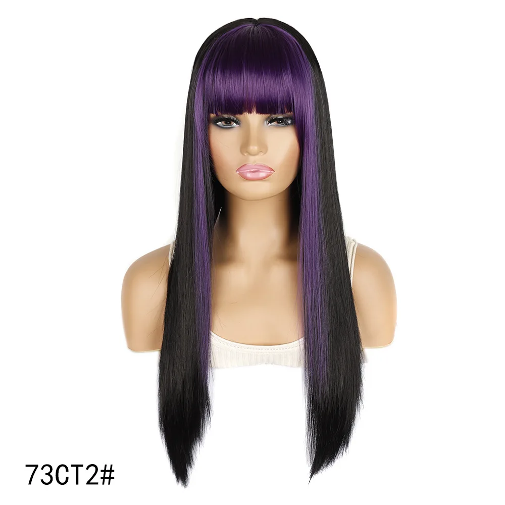 

SHI SHENG Hot Selling Long Straight Lolita Cosplay Purple Black Synthetic Wig With Bangs for Women High Temperature, 61ct2#/04ct2#/73ct2#/30t2#/2312t2#/60t2#