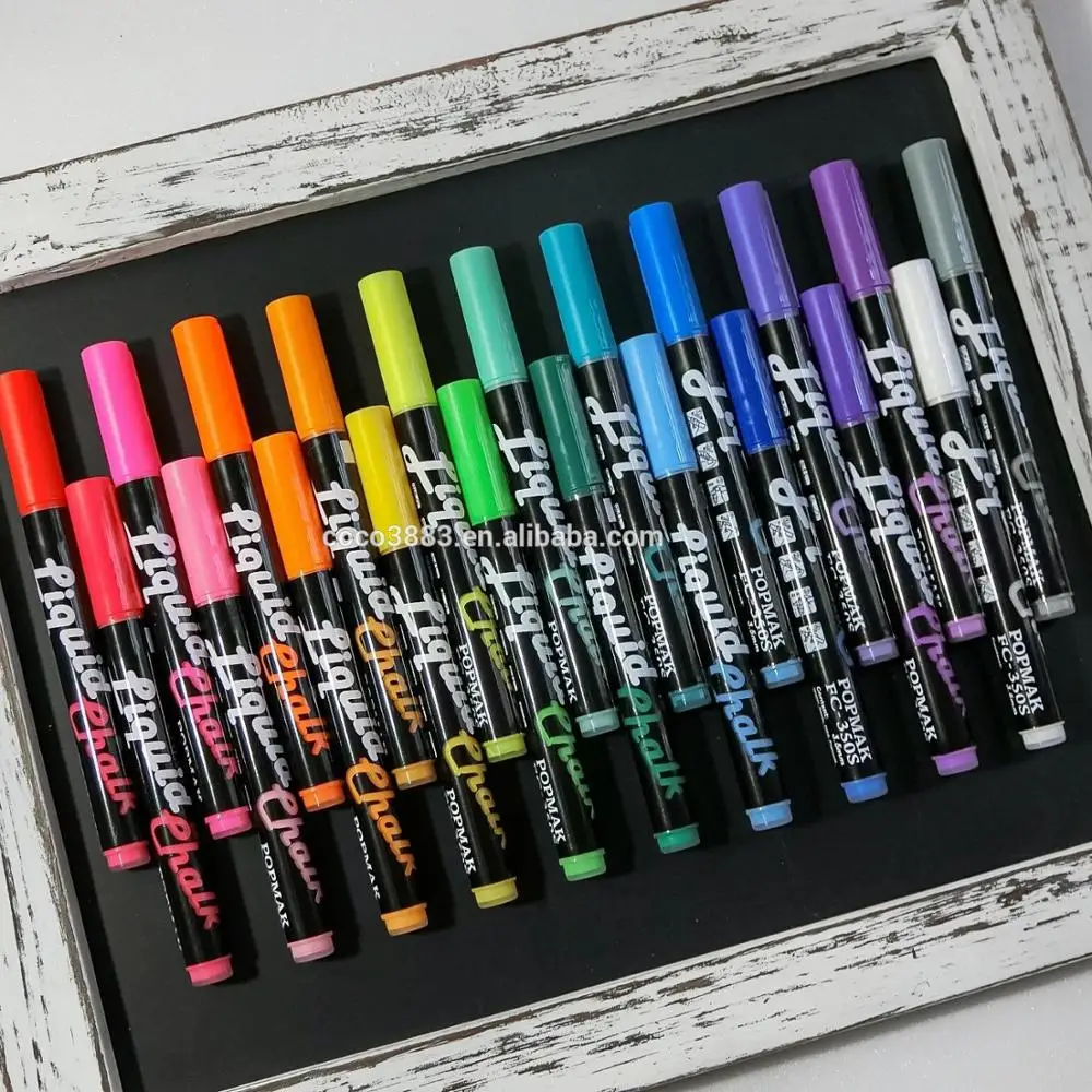 

Vivid Assorted Neon colors Erasable 3.5 MM Bullet tip Liquid Chalk Marker