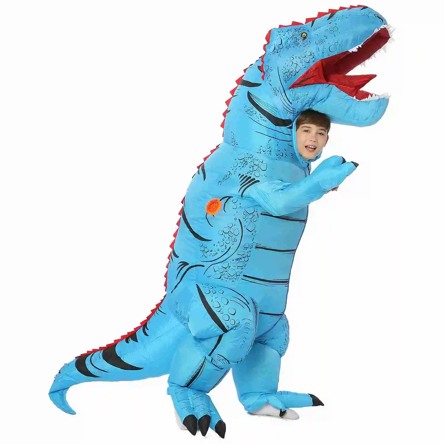 

Blue T-Rex Dinosaur Inflatable Costume Air Blow up Party Suit for Adult/Kids