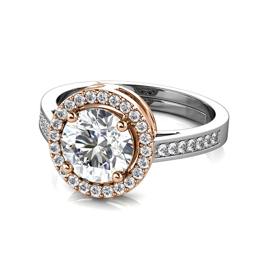 

925 Sterling Silver 1 Carat Moissanite Diamond Fantaisie Big Halo Statement Ring Destiny Jewellery New 2021 Wedding Jewelry