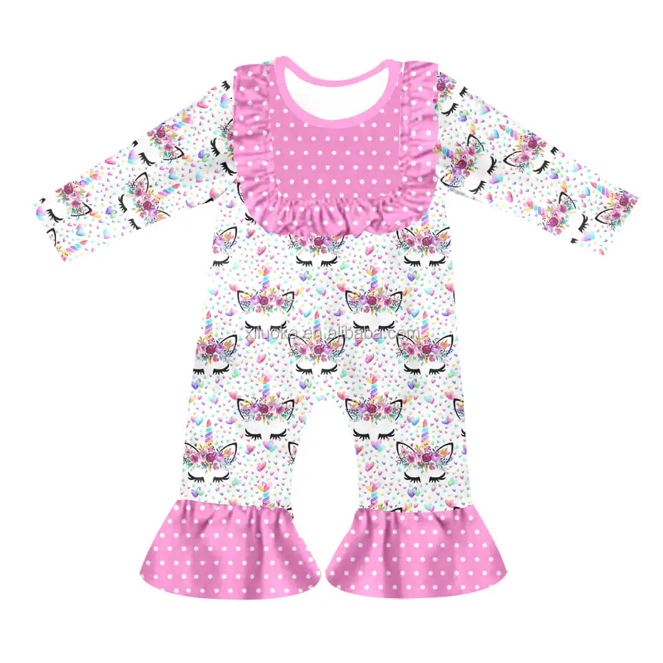 

Wholesale Price Infant Boutique Clothing Jumpsuit Long Sleeve Girl Unicorn Romper