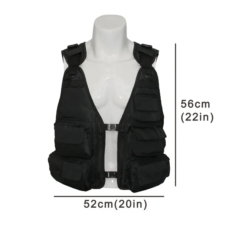 

Outdoor Multi-pocket Workwear Men's Black Breathable Photograph Fishing Vest for Camping