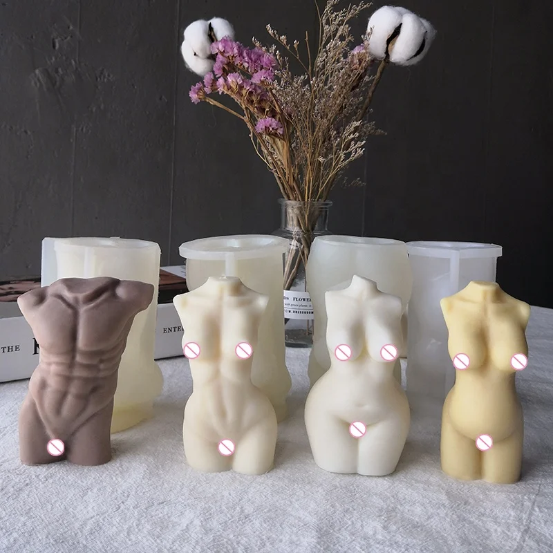 

J11 Custom Handmade DIY Plaster 3D Unique Pregnant Plump Curvy Lady Human Body Silicone Mold Male Female Torso Shape Candle Mold, White
