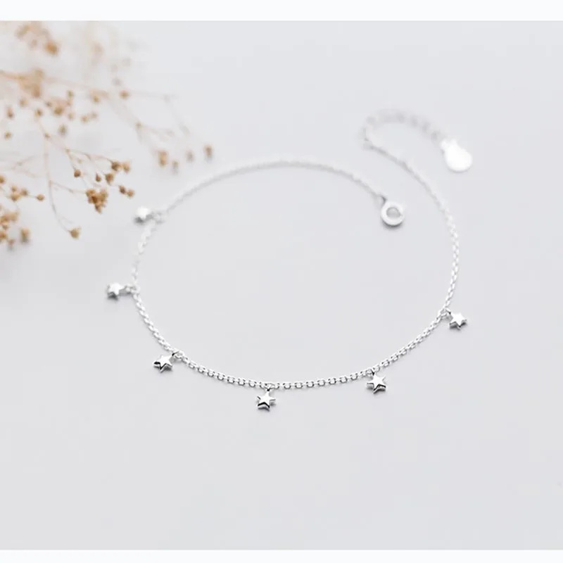 

A1048 Popular Hot Sale Luxury Jewelry Silver 925 Star Pentagram Anklet