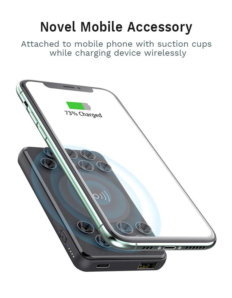 Special Wireless Portable Charger Powerbank 5000 mAh Charging Slim Suction Cups Small 5000mAh Mini Wireless Power Bank
